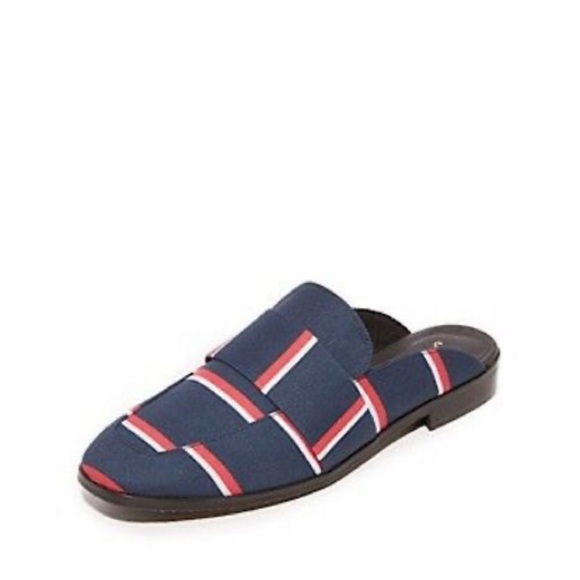 FREE PEOPLE Women At Ease Navy & Red Stripe Brocade Mule Slide Loafer 6-6.5 / 38 - Picture 5 of 10